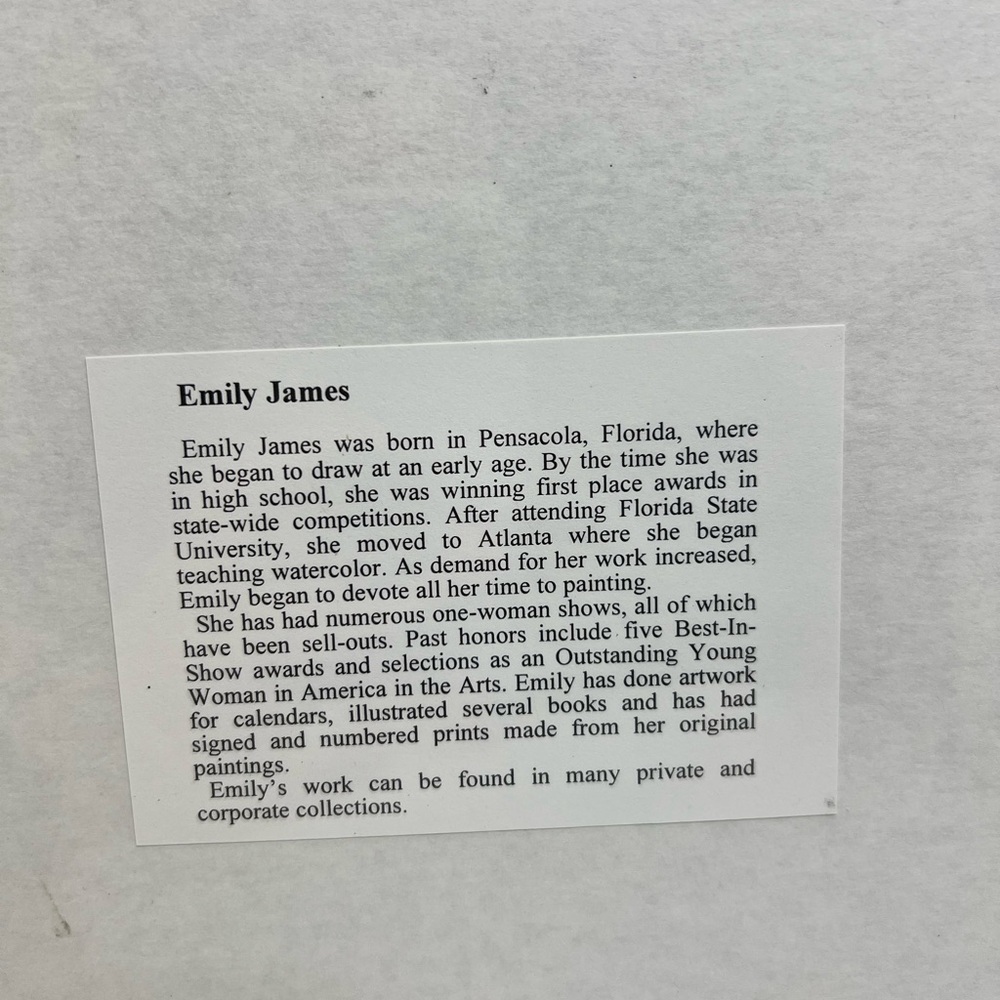 VTG Emily James Art Print Cherry Picking County Matted 1999 Basket Decor READ - Picture 6 of 10